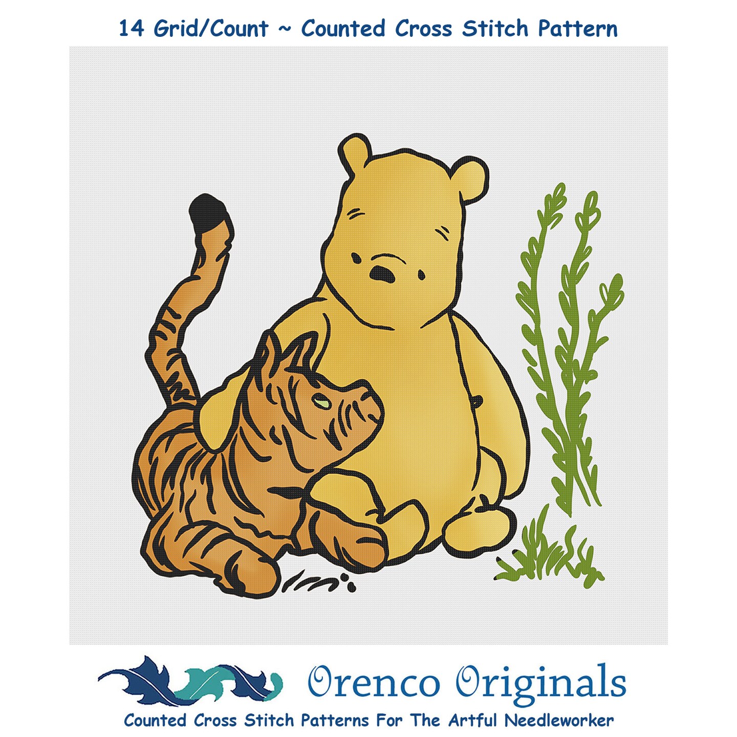 Winnie The Pooh and Tigger Counted Cross Stitch Pattern