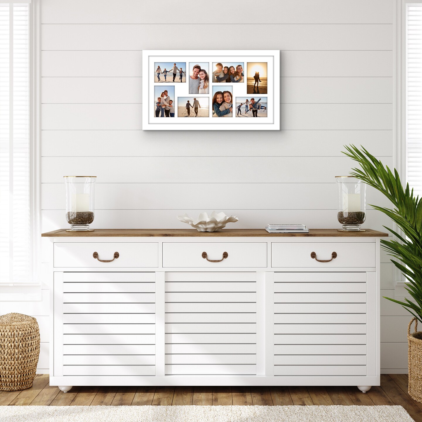 Americanflat 12x22 Collage Picture Frame - Fits Eight 4x6 Photos or One 12x22 Picture