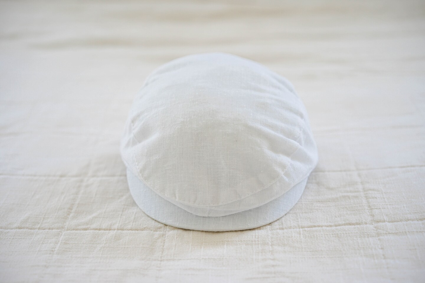 Baby Boy Hat, White Linen Newsboy Cap, White Scally Cap for