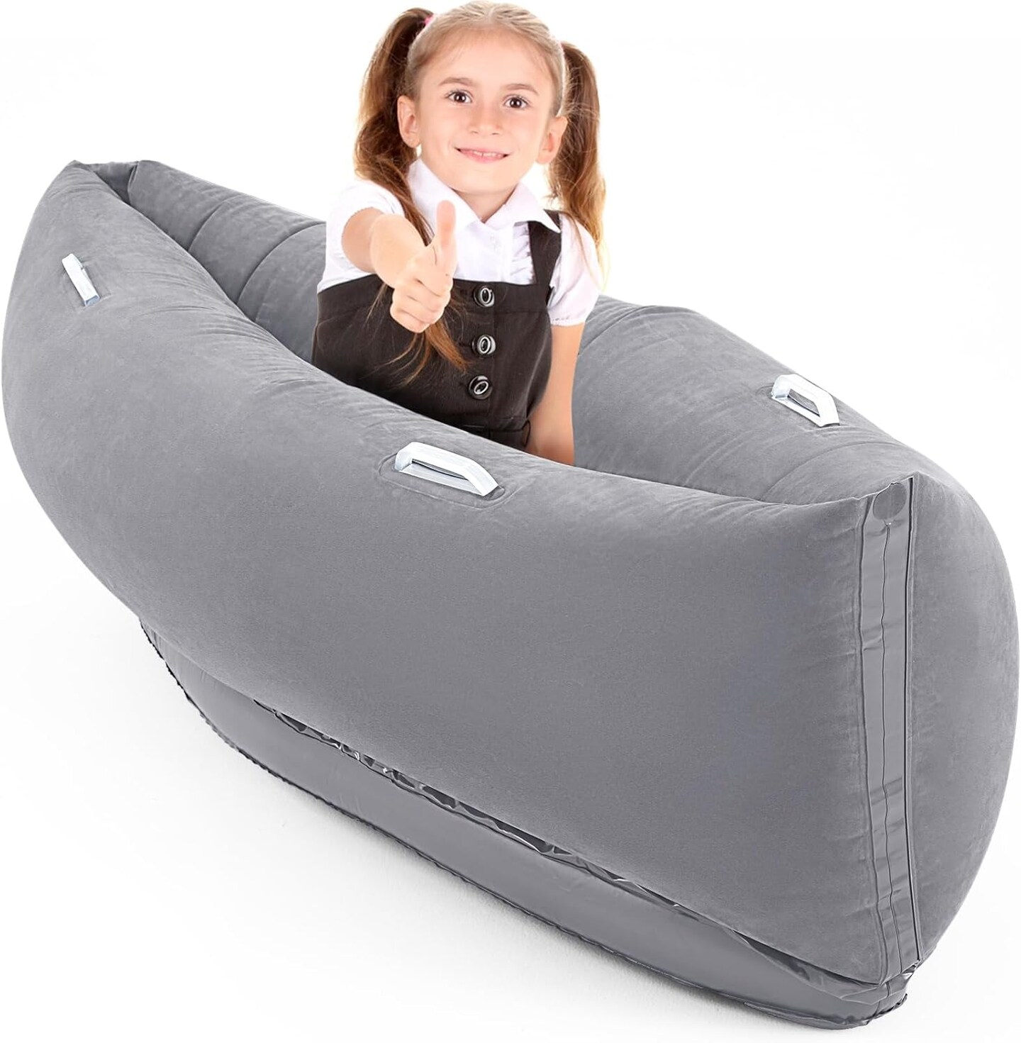 60&#x27;&#x27; Peapod Sensory Chair for Kids with Autism, Inflatable Sensory Peapod for Children Sensory Toys for Kids Autism for Calm down Corner(Blue, Solid Color Style)