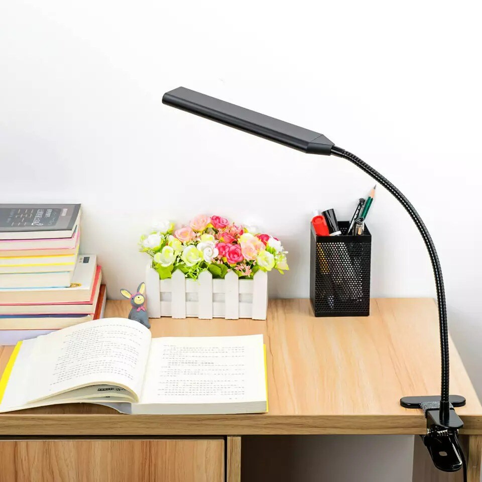 LED Desk Lamp Gooseneck Adjustable Lamp with Clamp Eye-Caring Reading Desk Light