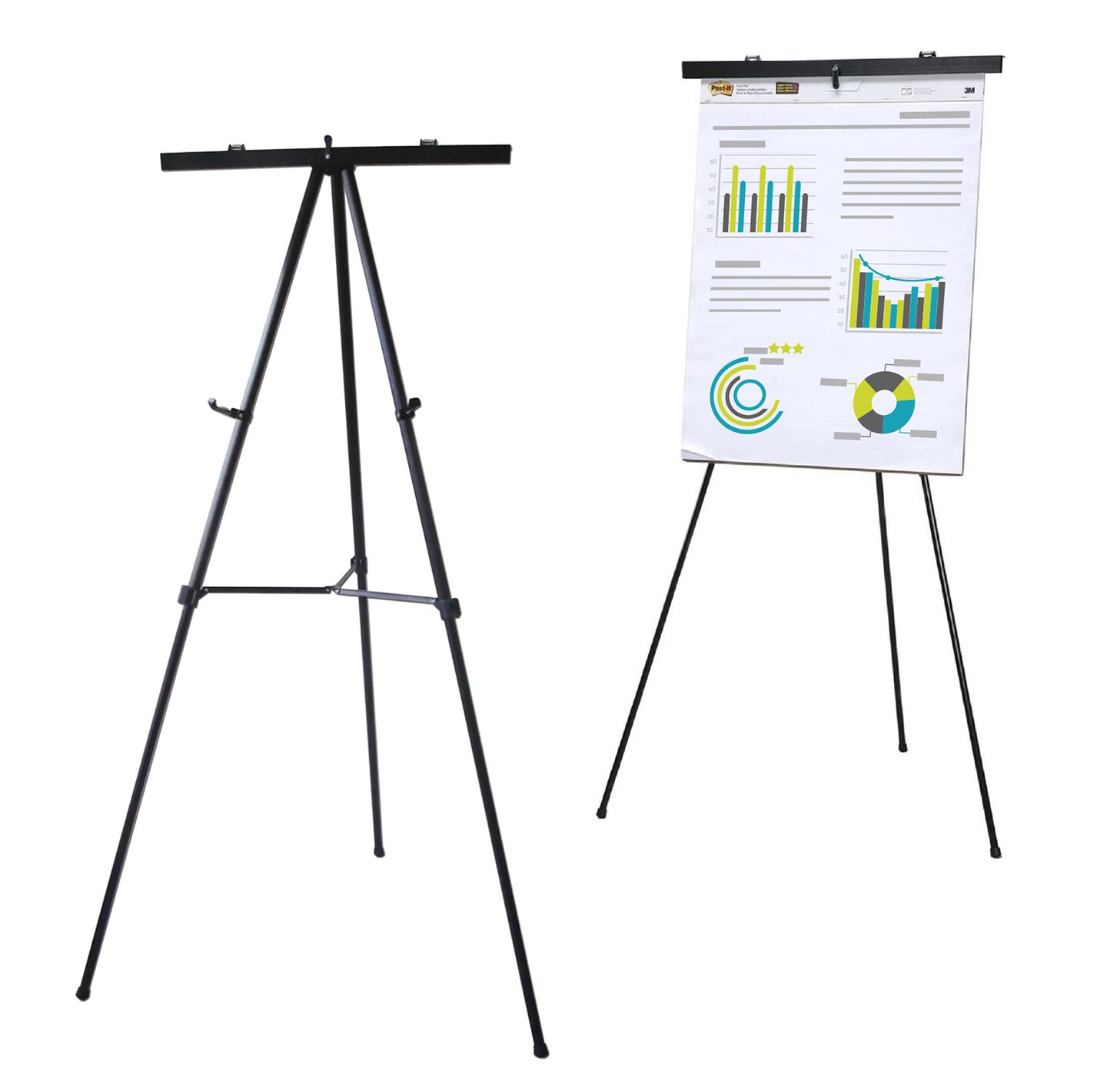 Audio-Visual Direct Lightweight Aluminum Flip-Chart Presentation Easel, 70 Inches, Black