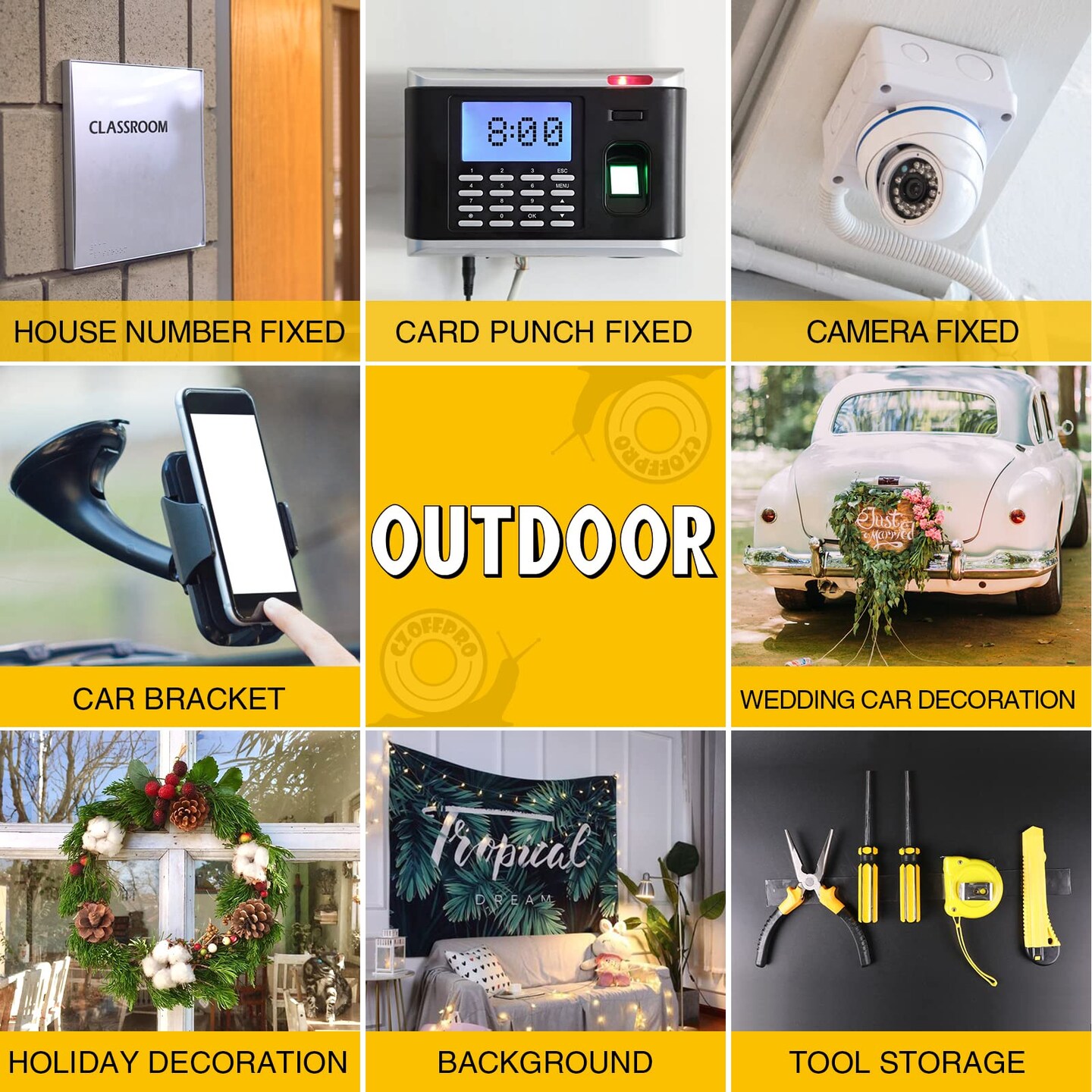 CZoffpro Double Sided Tape Heavy Duty - Clear Mounting Adhesive Two Tape, Transparent Strong Removable Stick Wall Strips Picture Carpet - Arts & Crafts Tape