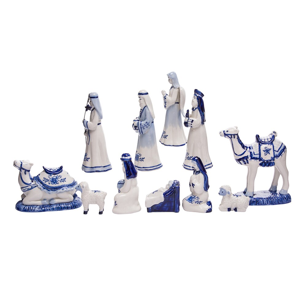 Porcelain Delft Nativity Set with 11 Pieces