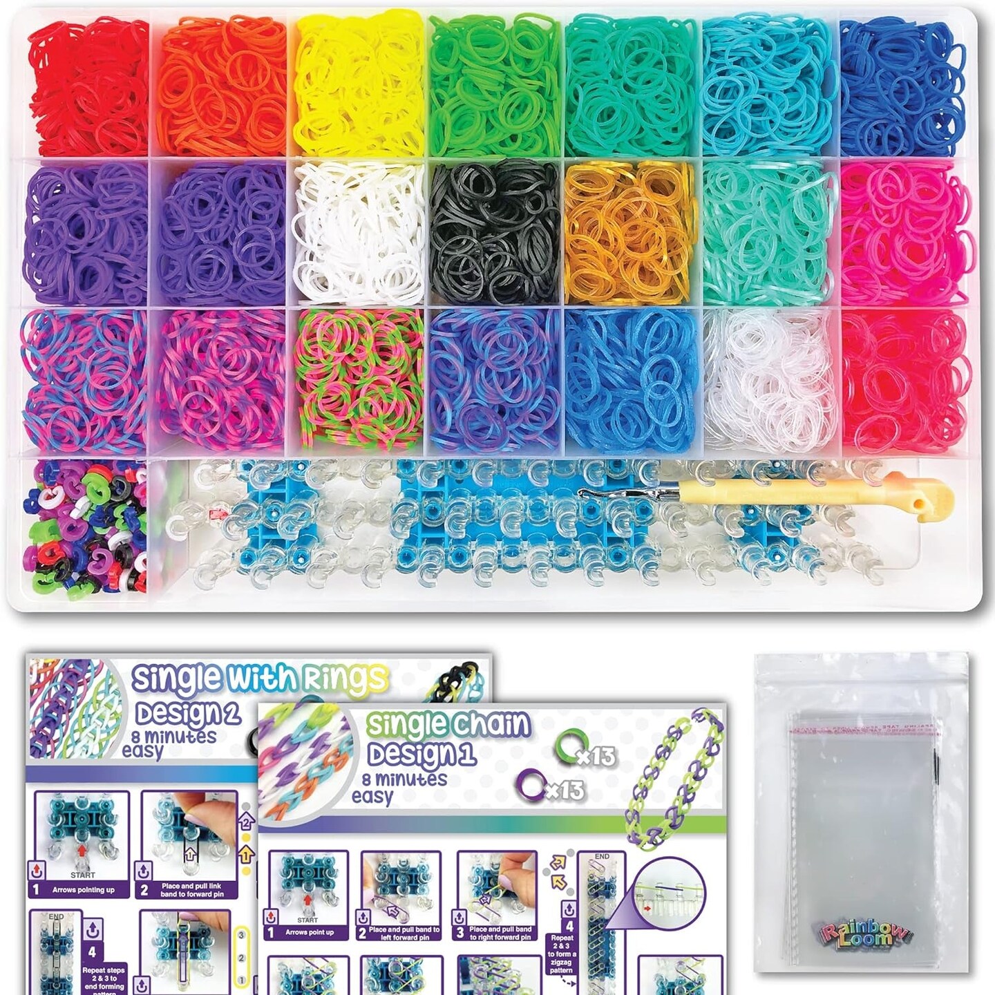 &#xAE; MEGA Combo Set, Features 7000+ Colorful Rubber Bands, 2 Step-By-Step Bracelet Instructions, Organizer Case, Great Gift for Kids 7+ to Promote Fine Motor Skills (Packaging May Vary)