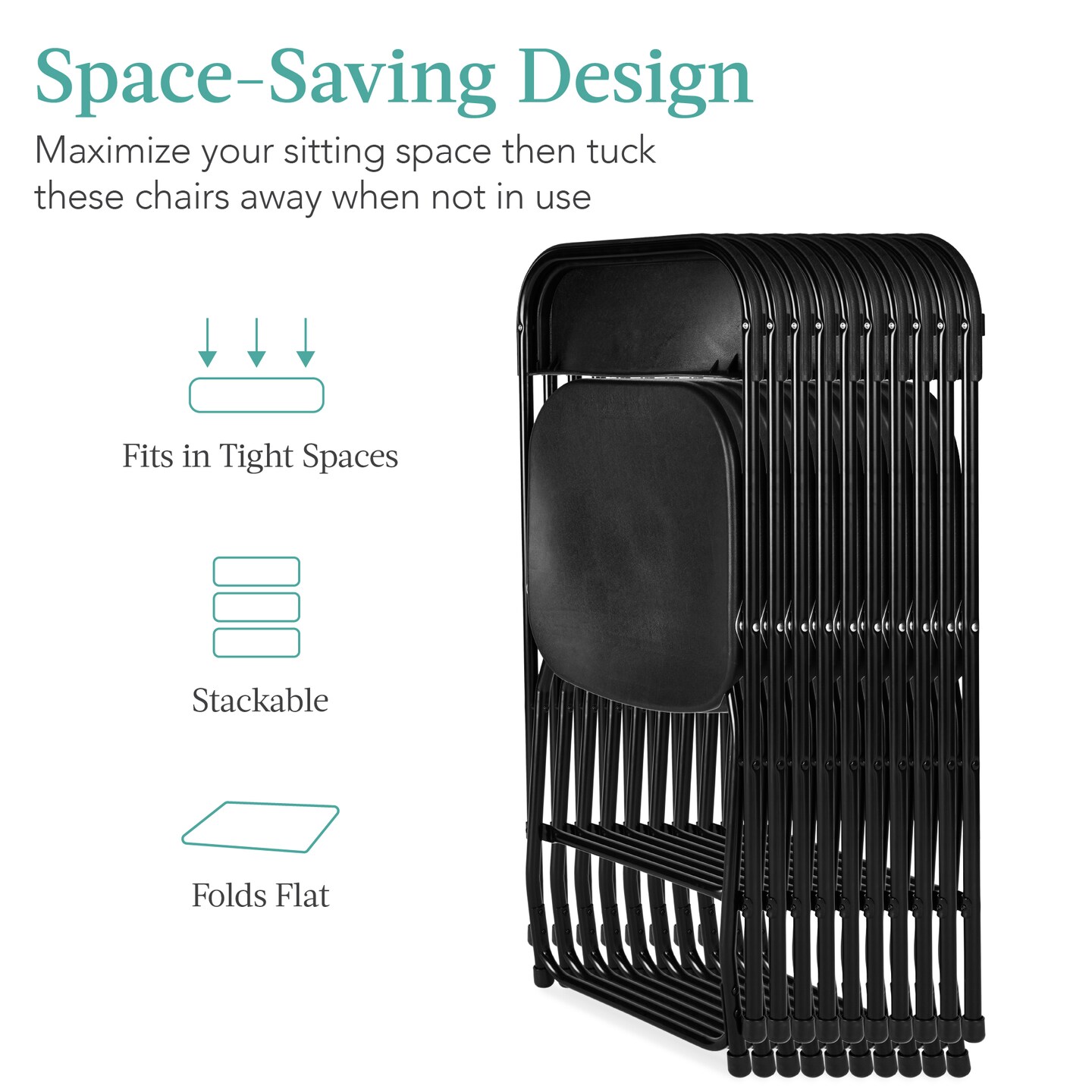 Best Choice Products Set of 10 Folding Stacking Plastic Chairs w/ Non-Slip Feet, 350lb Capacity