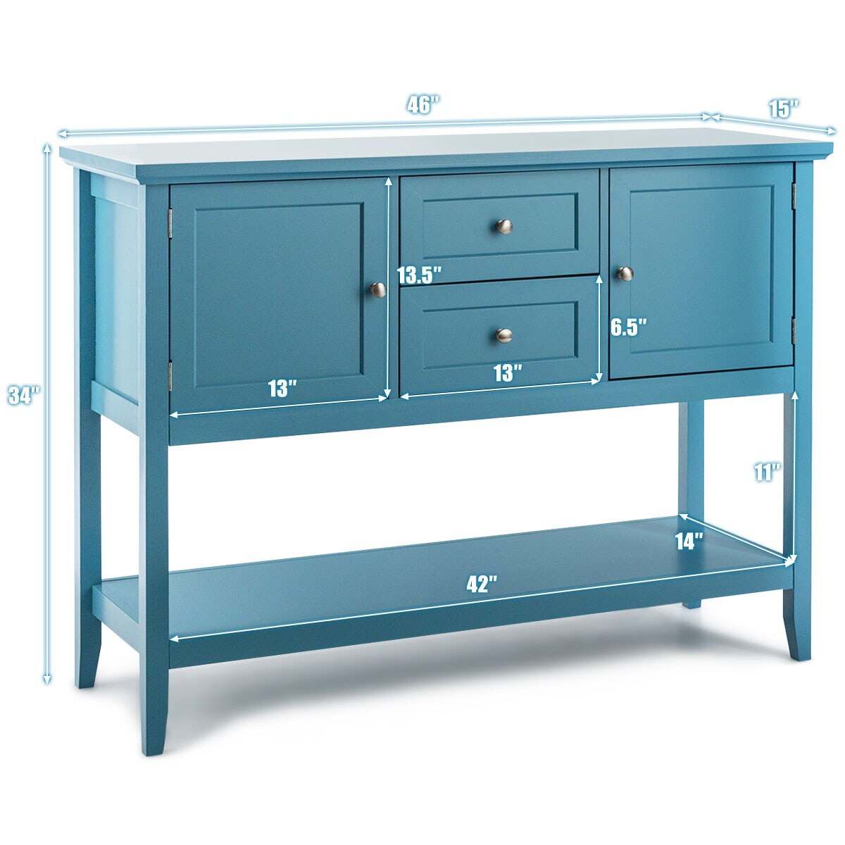 Costway Sideboard Buffet Table Wooden Console Table w/ Drawers &#x26; Storage Cabinets Blue/Brown/Gray/Beige