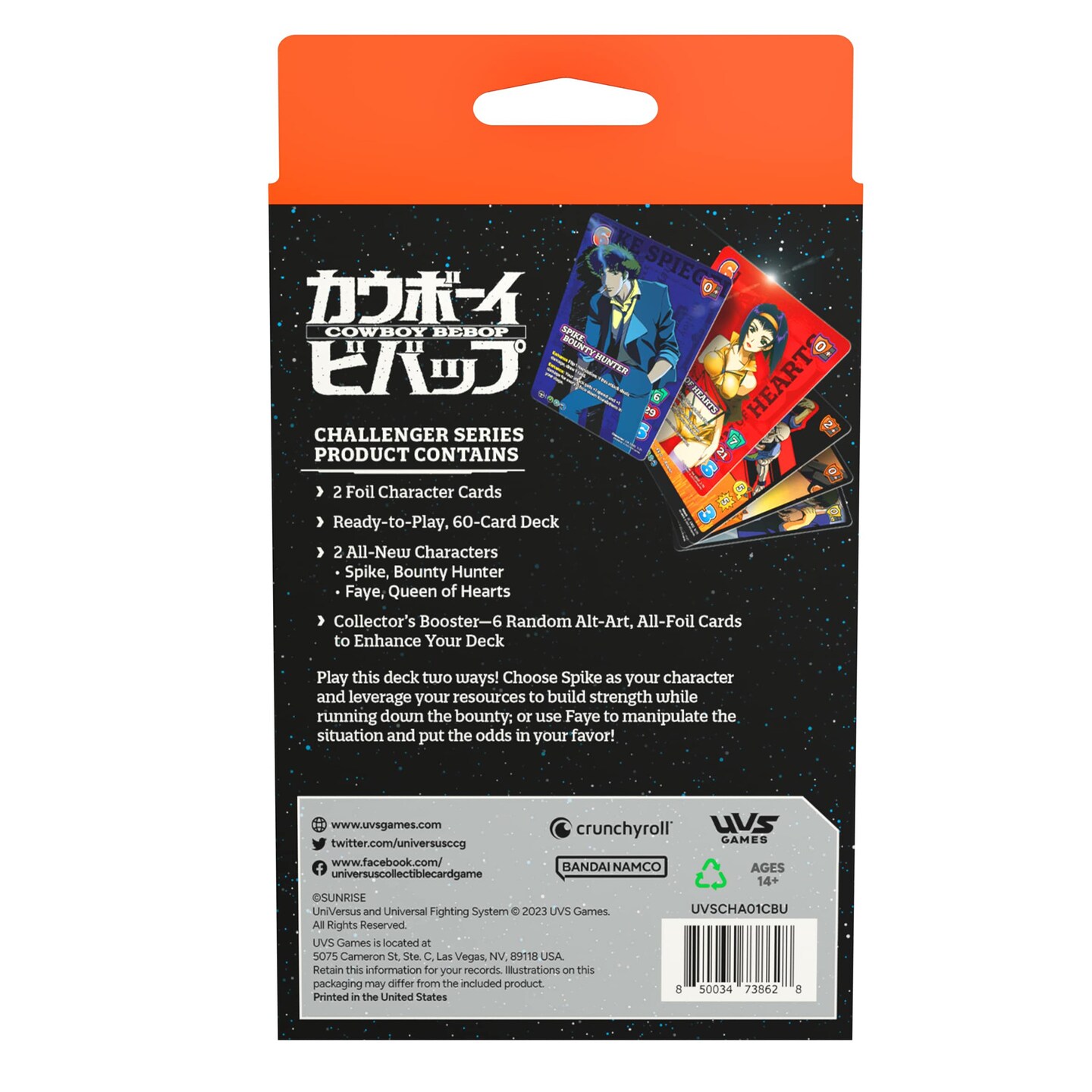 UniVersus: Challenger Series - Cowboy Bebop- Deck-Building Game, 2 Character Options, Spike &#x26; Faye, 60 Card Deck, UVS Games