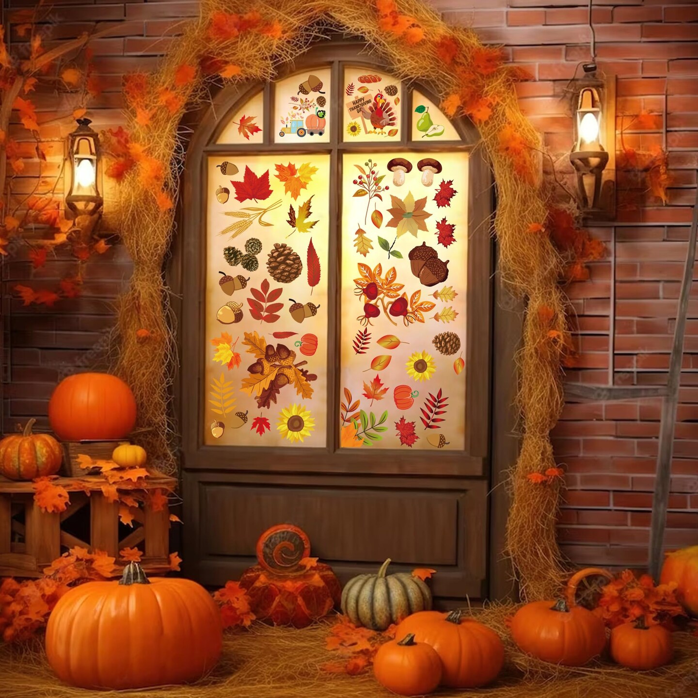10 Sheets Fall Window Clings for Glass Thanksgiving Clings Decor for Windows Autumn Clings for Windows Fall Window Stickers Thanksgiving Autumn Home Office Decorations for Indoor Outdoor, School Home Supplies