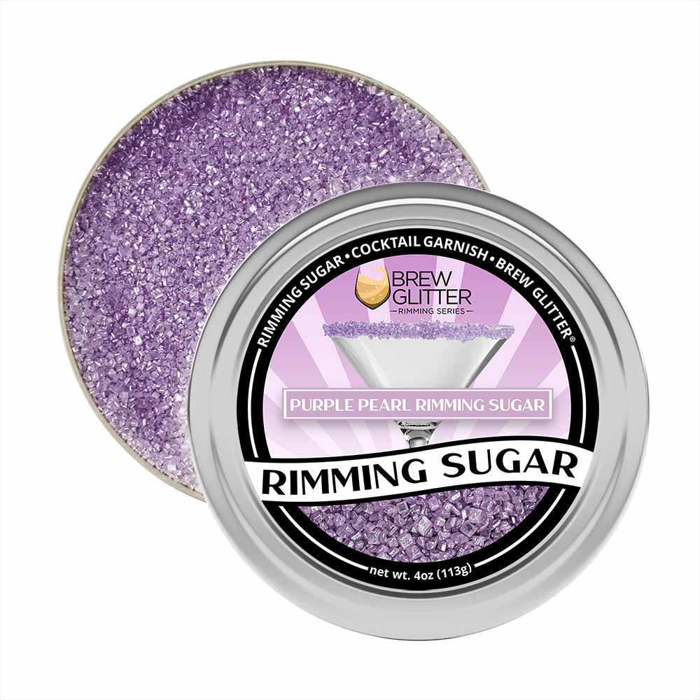 Brew Glitter - Purple Pearl Rimming Sugar (4oz, 1x Bar Tin) Cocktail Garnish for Mixed Drinks &#x26; Refreshments