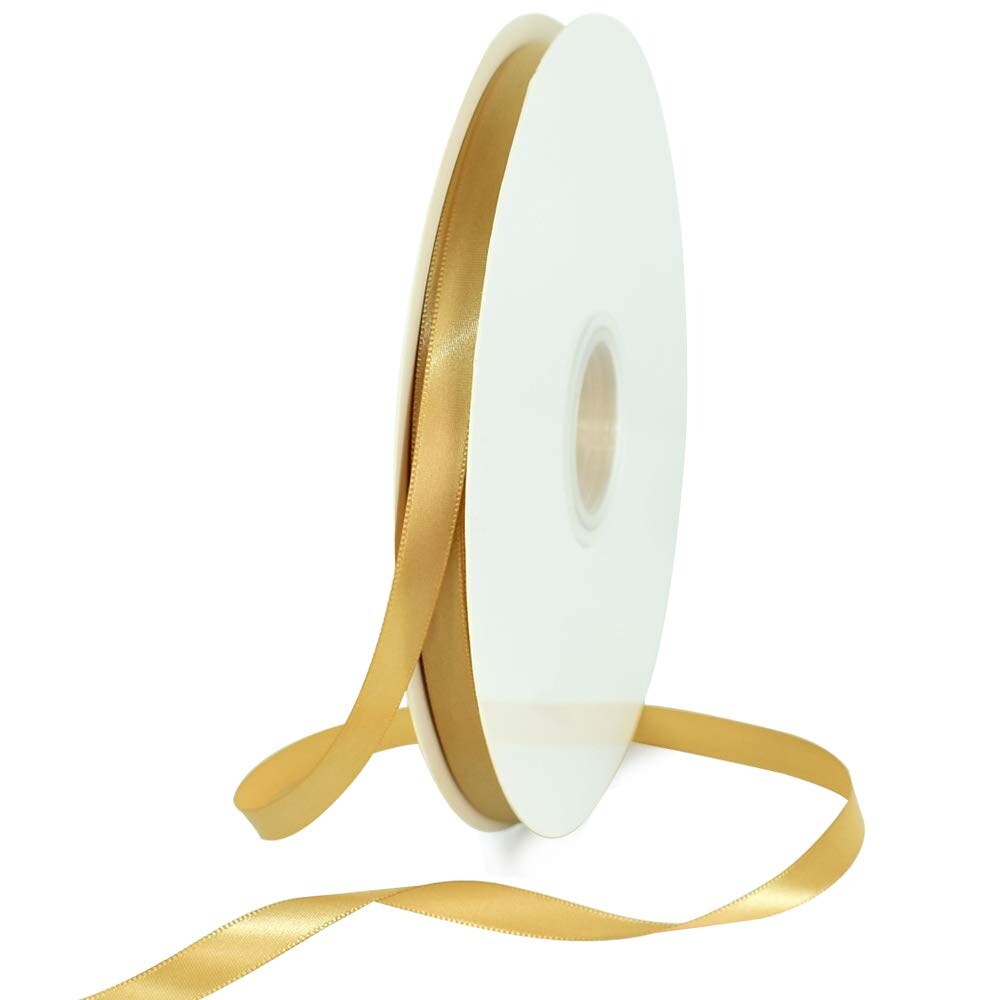 3/8 Inch x 100 yads Gold Satin Ribbon Thin Solid Fabric Ribbons Roll for Gift Wrapping Invitation Floral Hair Balloons Craft Sewing Party Wedding Popsicles Decoration Valentine&#x27;s Day Bouquet