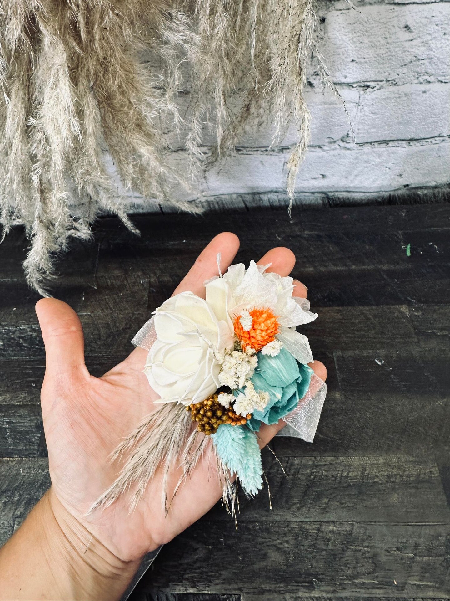 Aqua Delight - Boho, Pampas, Bright Orange, Burnt Orange, Aqua, White product 4