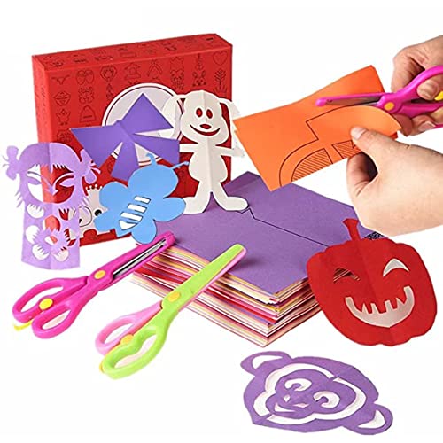 120 Pieces Fun Paper-Cut Set; Paper Cutting; Paper Art; Scissor Skills Activity Cutting Book; Kids Scissors Crafts Kits Preschool-120 Pages with A Pair of Child-Safe Scissors