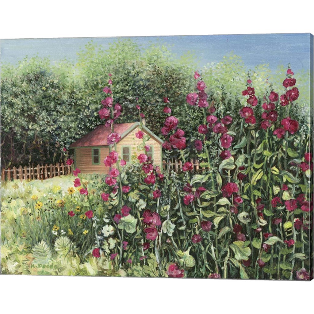 Sunlight on Hollyhocks by Kevin Dodds 20" x 16" Canvas Wall Art