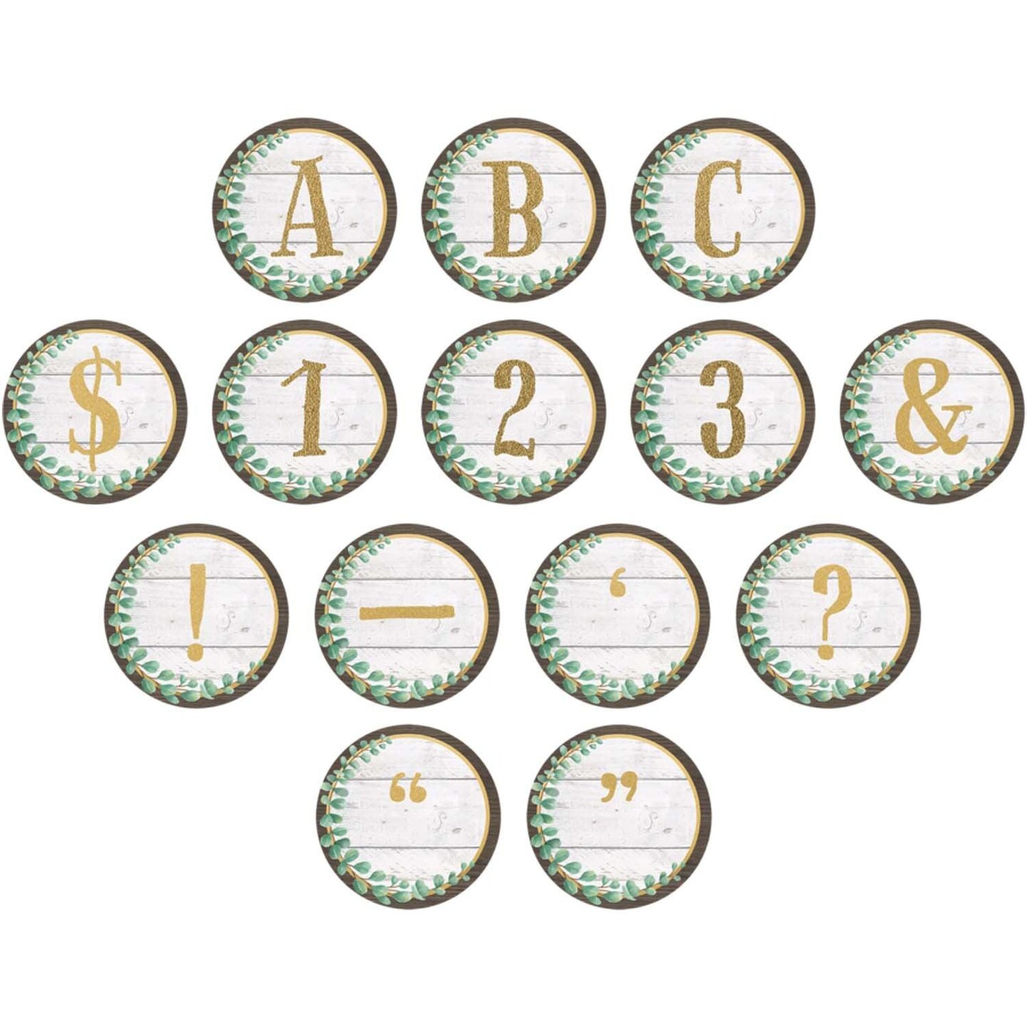 Eucalyptus Circle Letters, 216 Per Pack, 3 Packs