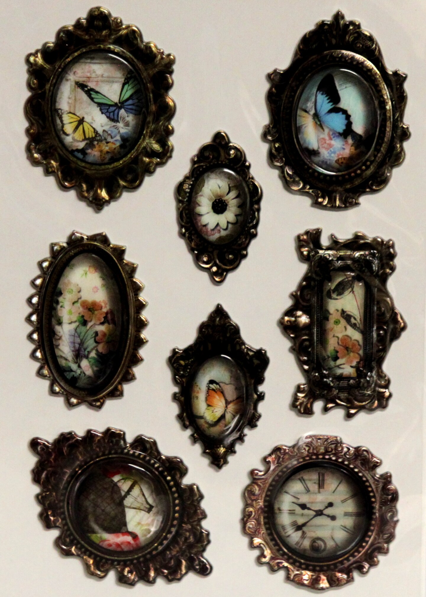Designer Vintage Botanical Frames Dimensional Puffy Stickers