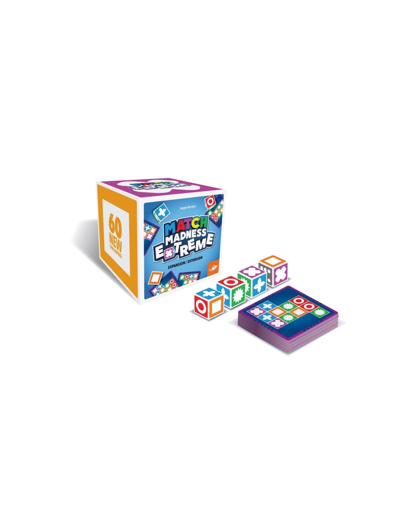 FoxMind Games: Match Madness Extreme, Expansion, Pattern Matching Puzzle Game, 60 New Challenge Cards, Fast-Paced, Made for up to 4 Players, Ages 7 and up