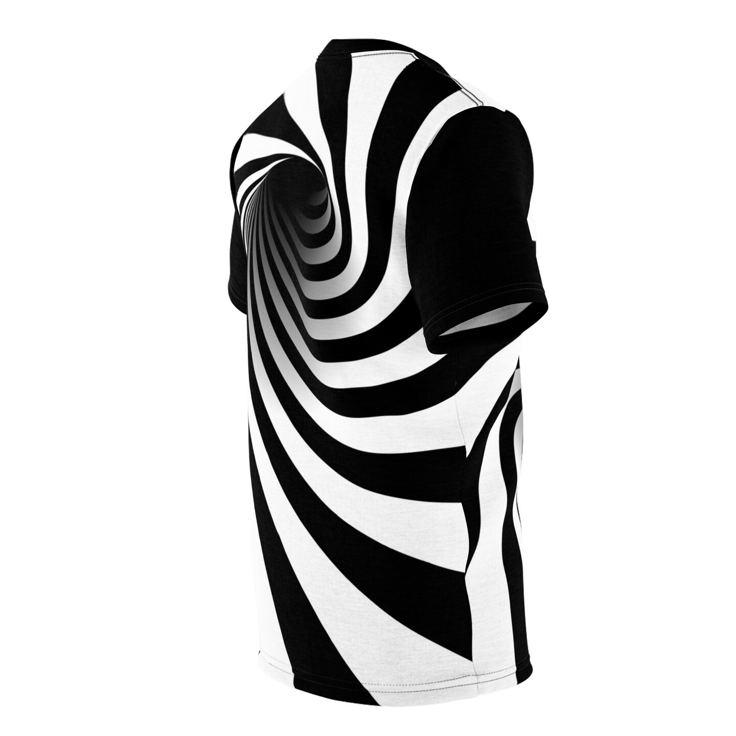 Unisex Graphic T-Shirt - Optical Illusion Black Hole Twisted Vortex Swirl Warped Tunnel (Black and White) product 4