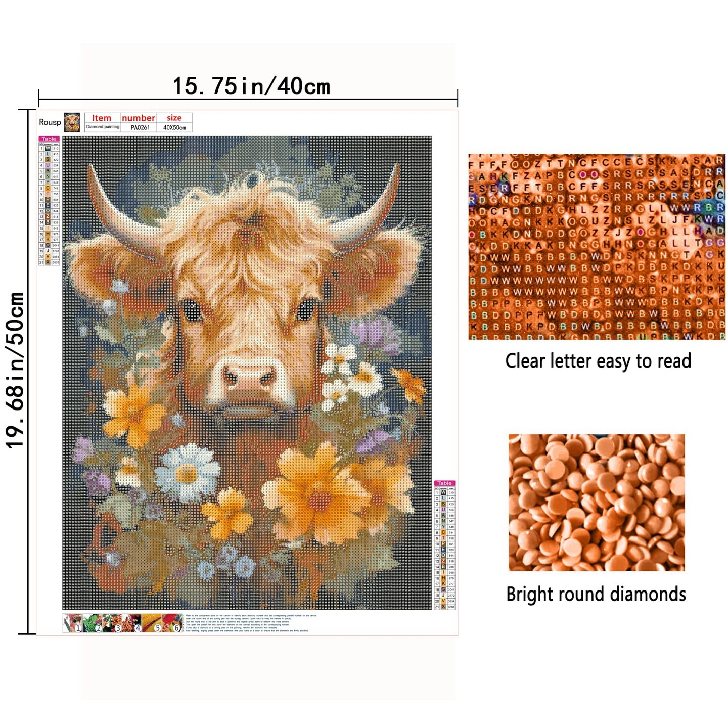 DIY 5D Diamond Painting Art Kits for Adults Highland Cow Diamond Painting Round Drill Art Craft Kits for Home Wall Decor Gifts 16x20inch