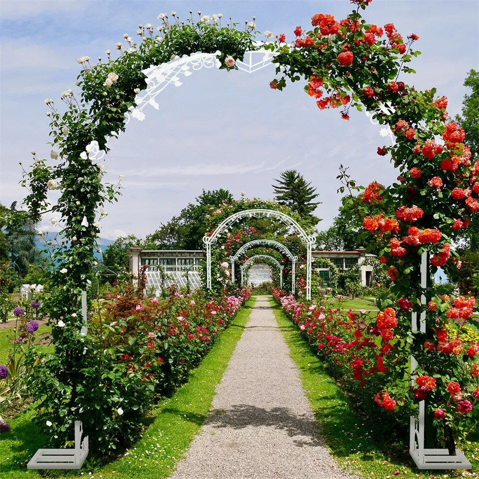 Large Rust-proof Wedding Arch Garden Arbor Curved Metal Garden Arch Trellis