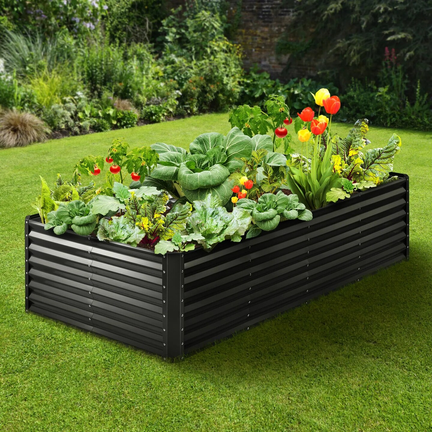 VEVOR Galvanized Raised Garden Bed Planter Box 94.5x47.2x23.6&#x22; Flower Vegetable