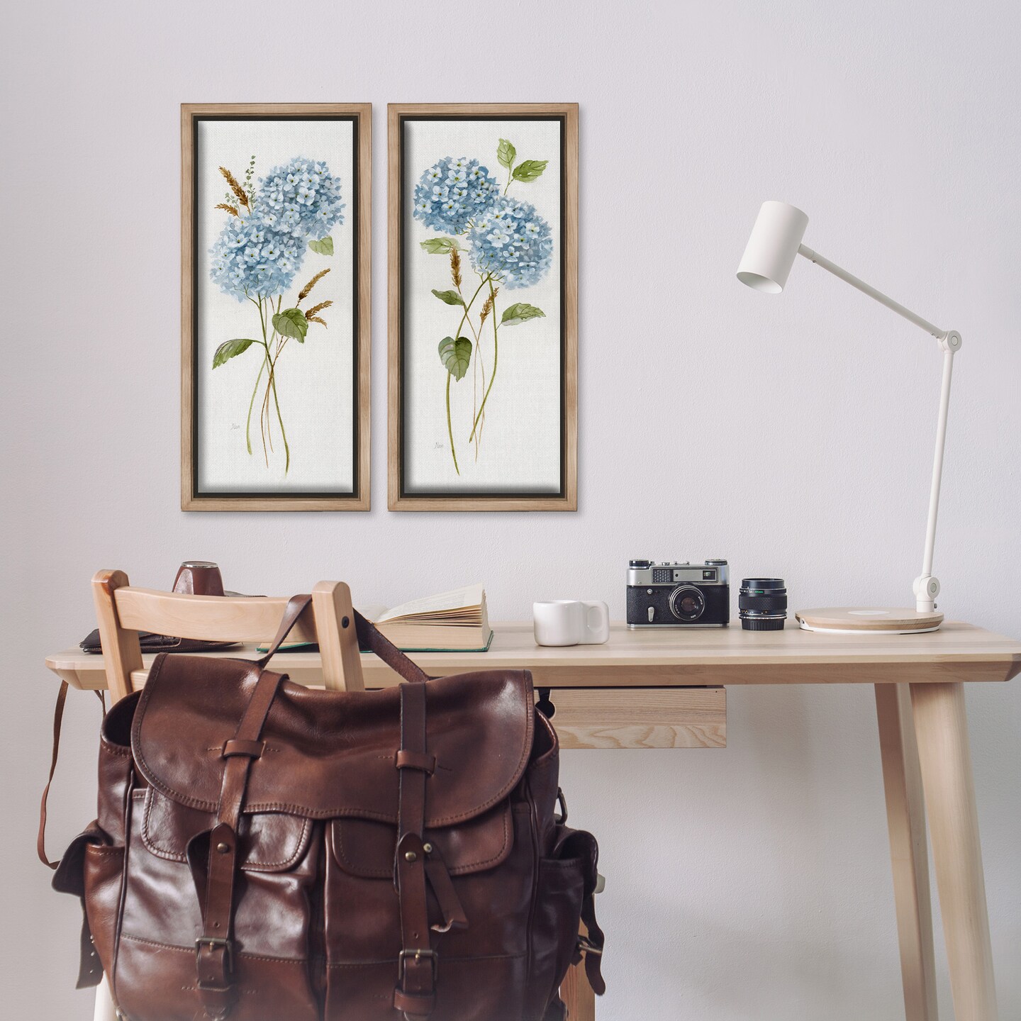 Stupell Industries Blue Hydrangea Long Stems Framed Floater Canvas Wall Art