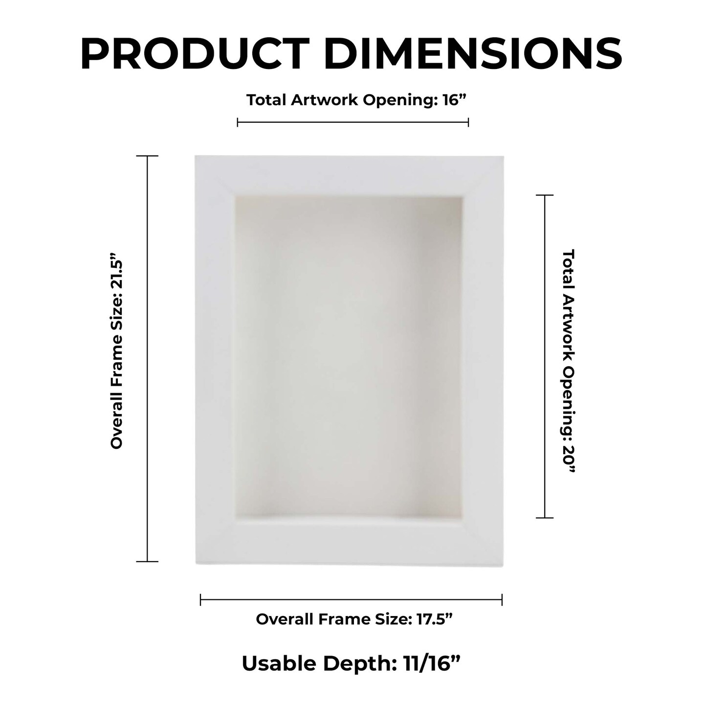 Classic White Wood Shadown Box Frame with Acrylic Front - White Suede Backing, 30 Sizes