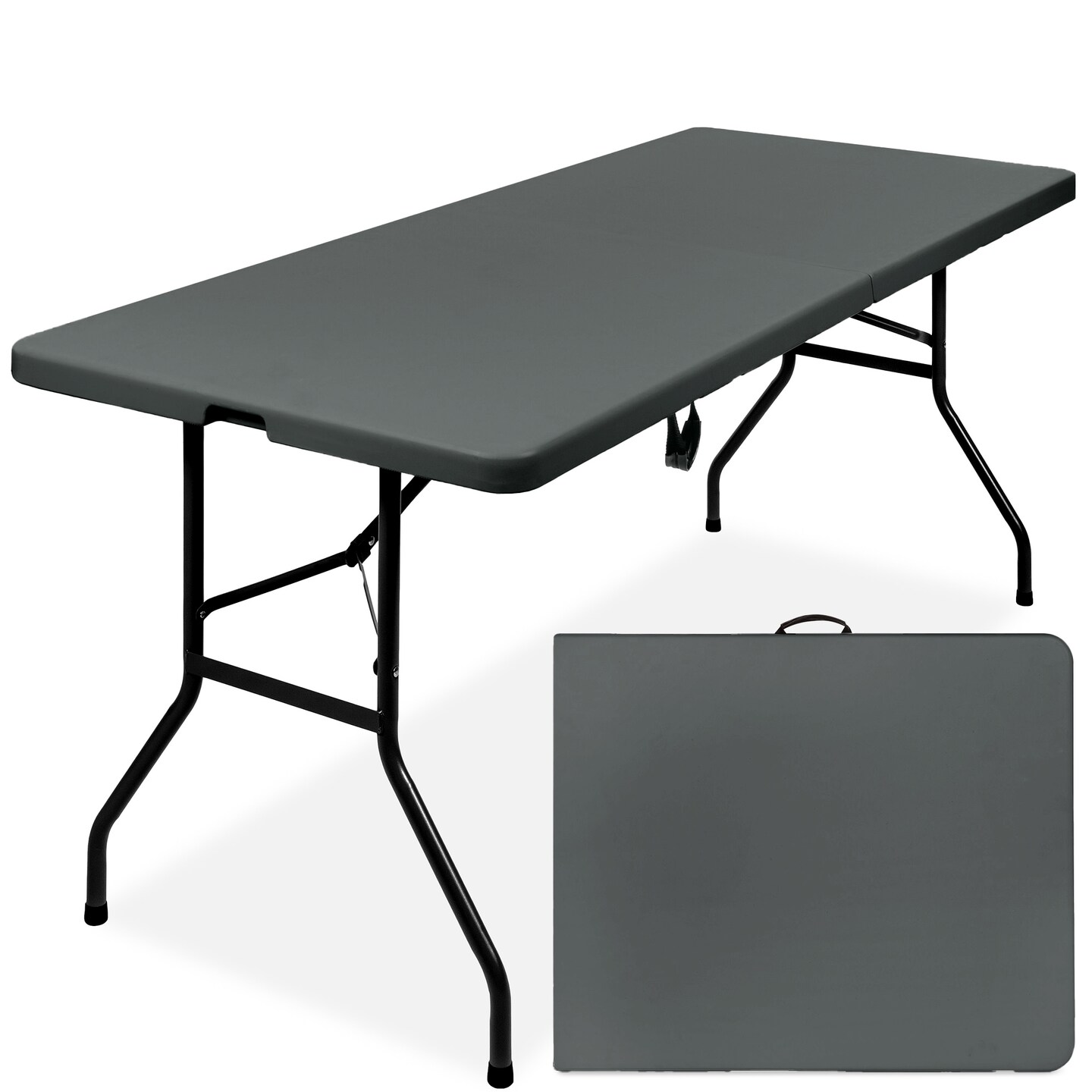 Best Choice Products 6ft Plastic Folding Table, Indoor Outdoor Heavy Duty Portable w/ Handle, Lock