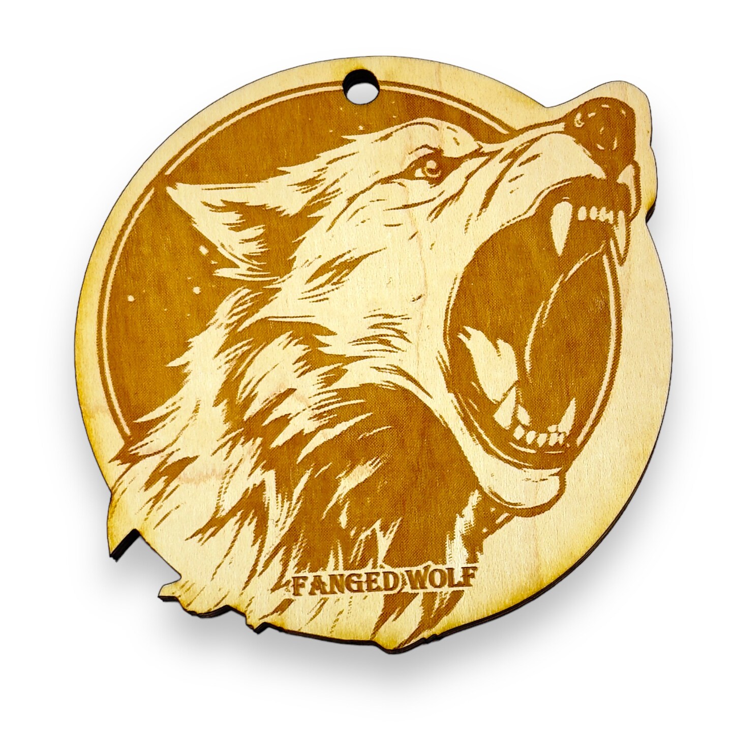 Ornament - Fanged Wolf Raw Wood Ornament - Fanged Wolf Raw Wood