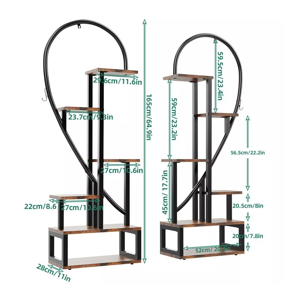 &#x22;2 Pack Large Plant Stand Indoor Premium Half Heart Plant Shelf with Hanging Hook &#x22;