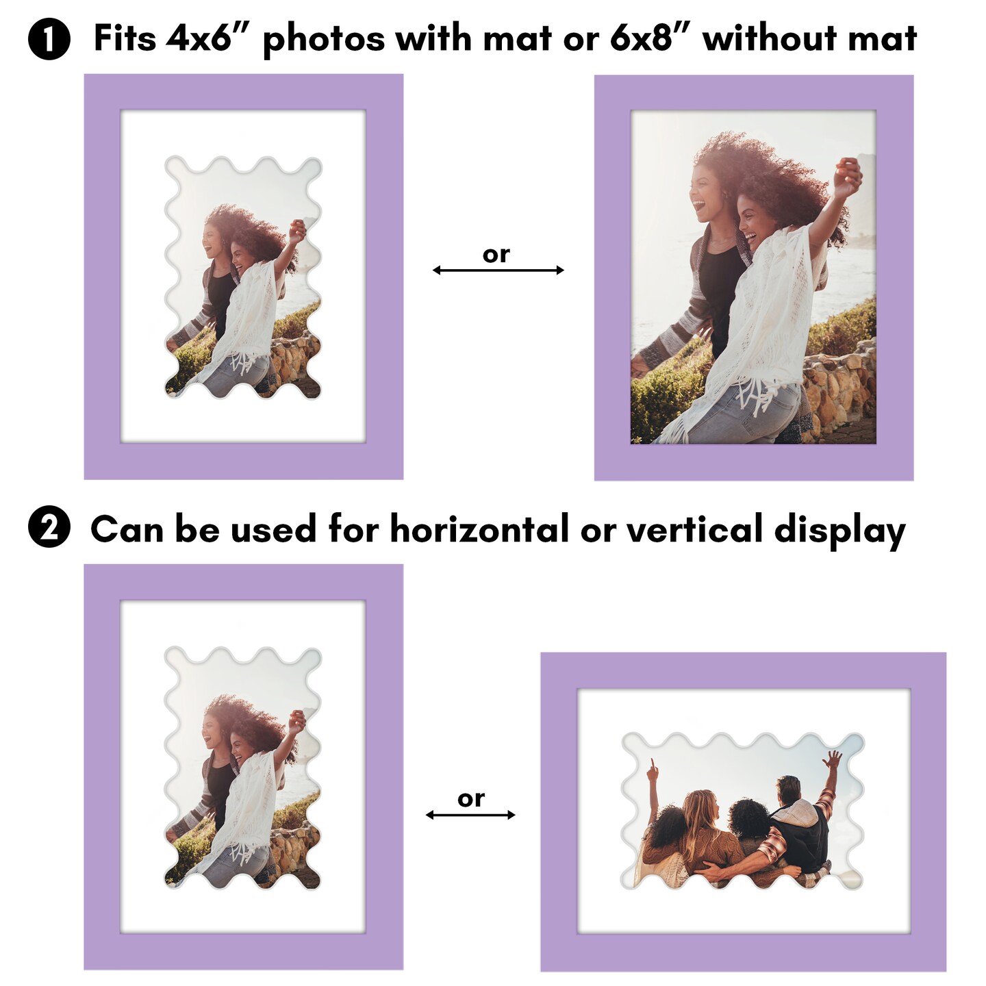 Americanflat Picture Frame with Wavy Mat - Ideal for Any Room, Living Rooms, Dorm Room