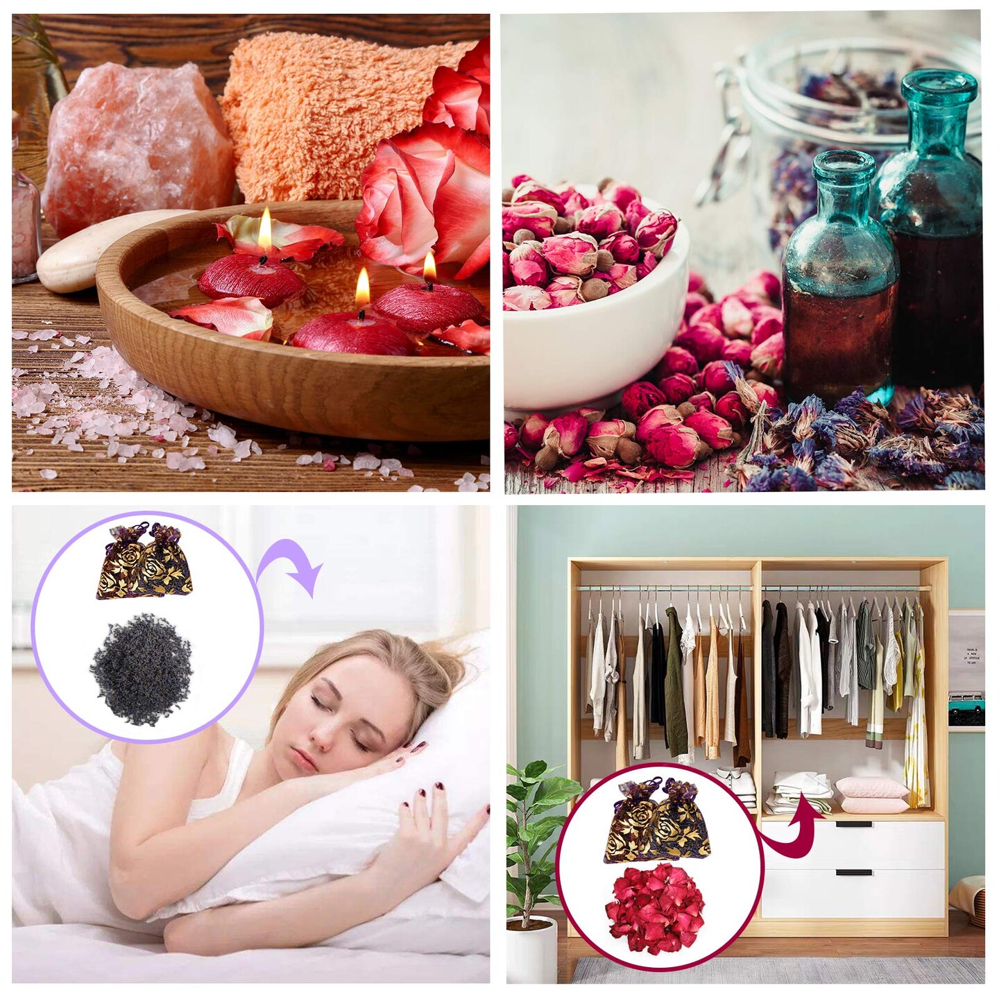16 Bags Dried Flowers,100% Natural Dried Flowers Herbs Kit for Soap Making, DIY Candle Making,Bath - Include Rose Petals,Lavender,Don&#x27;t Forget Me,Lilium,Jasmine,Rosebudsand More