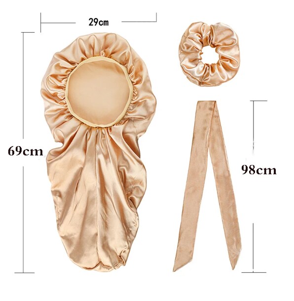 3 Pcs Elastic Wide Edge Satin Bonnet Long Hair Hat Sleeping Hats Wrap Night Cap Hair Care Bonnet for Women Men Unisex Cap in Black Only