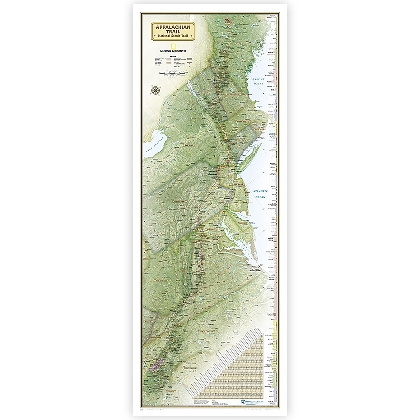 Appalachian Trail Map, In Gift Box, 18&#x22; x 48&#x22;