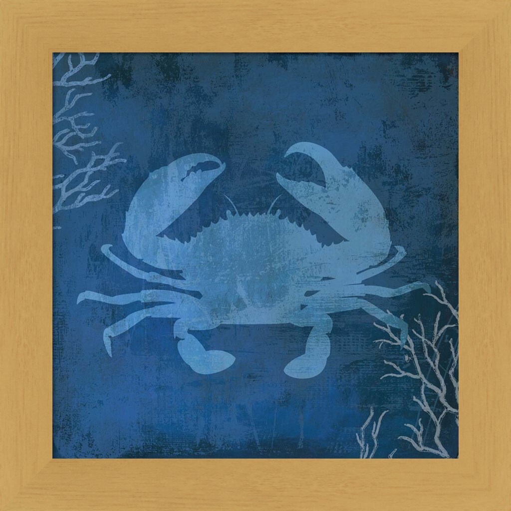 Navy Sea Crab by Posters International Studio 13" x 13" Framed Wall Art