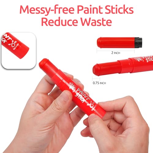 Paint Sticks, 6 Classic Colors, Washable, Non- Toxic, Tempera Paint Sticks for Kids and Student