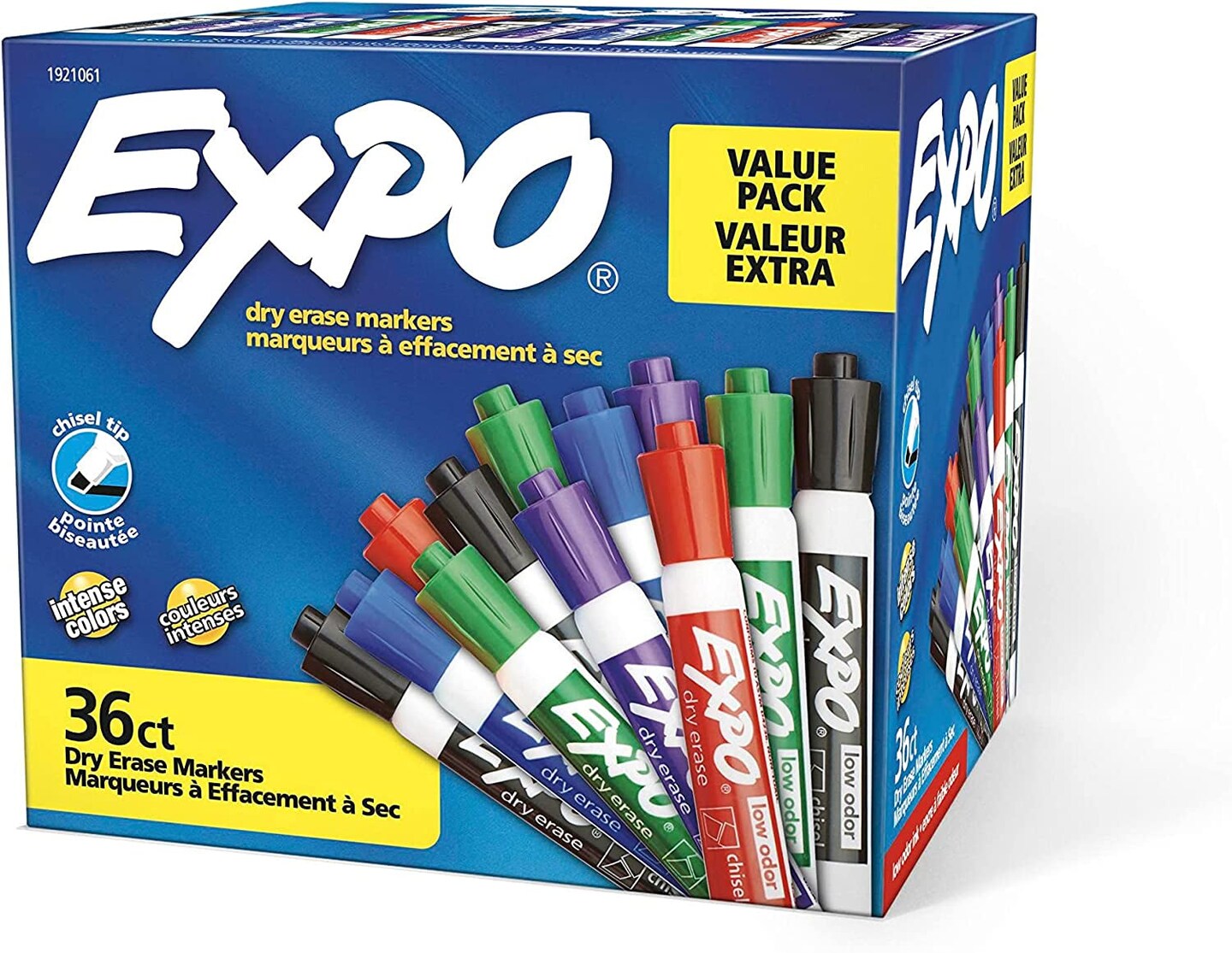 Low Odor Dry Erase Markers, Chisel Tip, Assorted, 36 Count