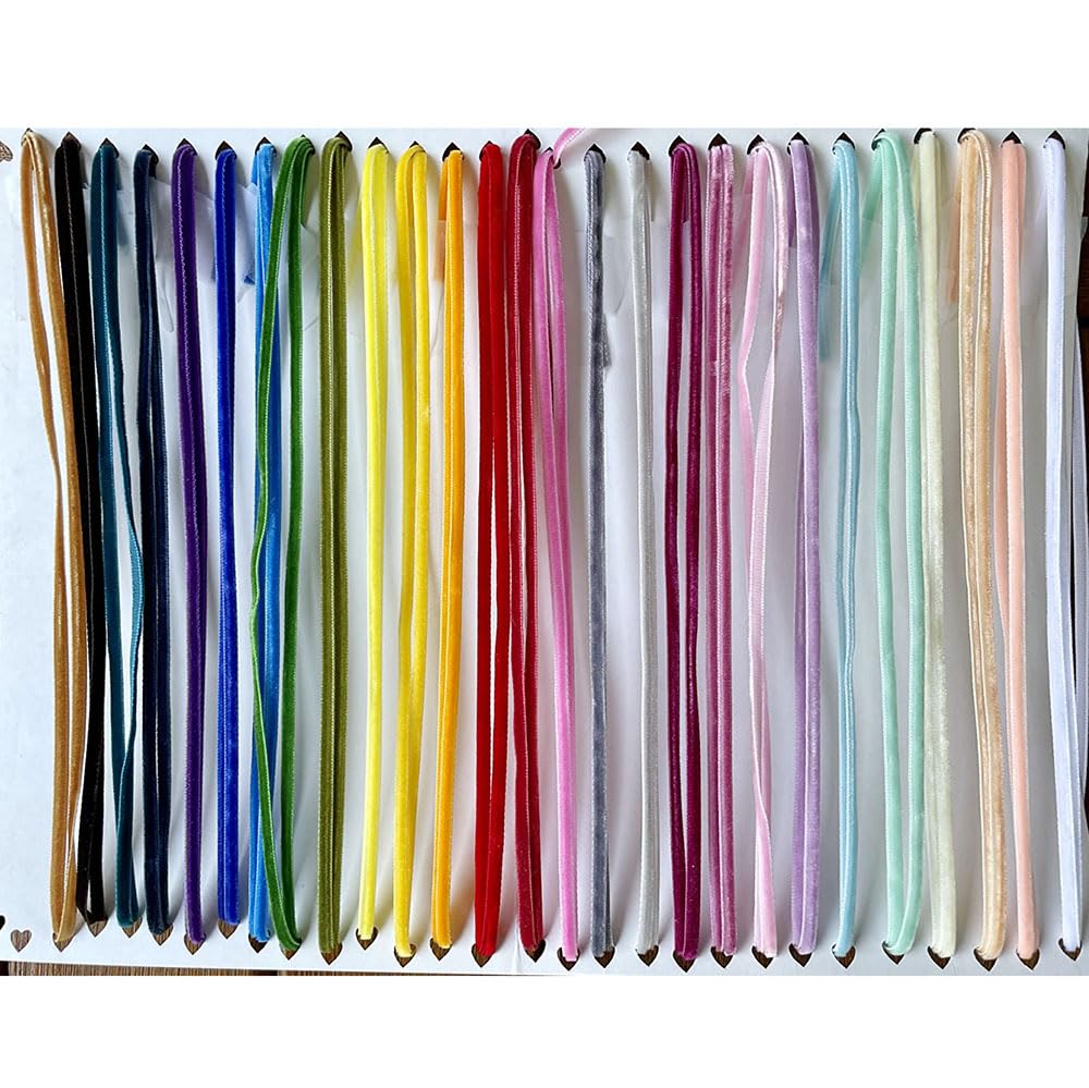 Craft 30 Yards 1/8&#x22; (3mm) Velvet Ribbon Total 30 Colors Assorted Lots Bulk (Multicolored, 1/8&#x22;(3mm))