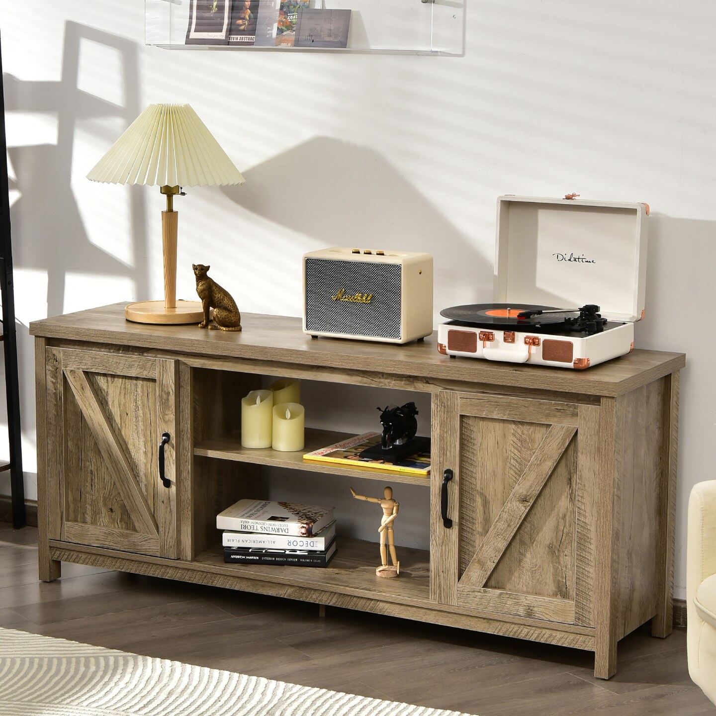 Costway 59&#x27;&#x27; TV Stand Media Console Center w/ Storage Cabinet for 65&#x27;&#x27; TV Natural\Black\Coffee