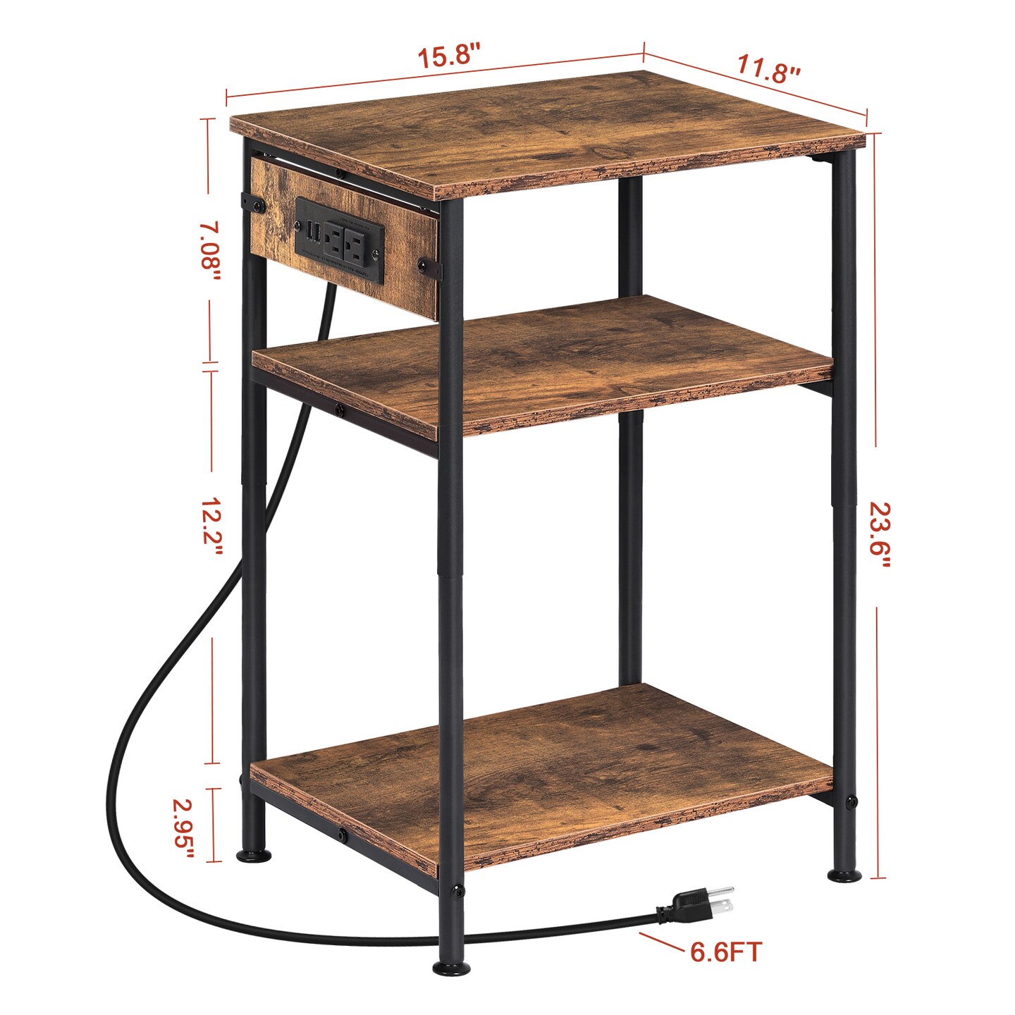 2pcs Nightstands with Charging Station