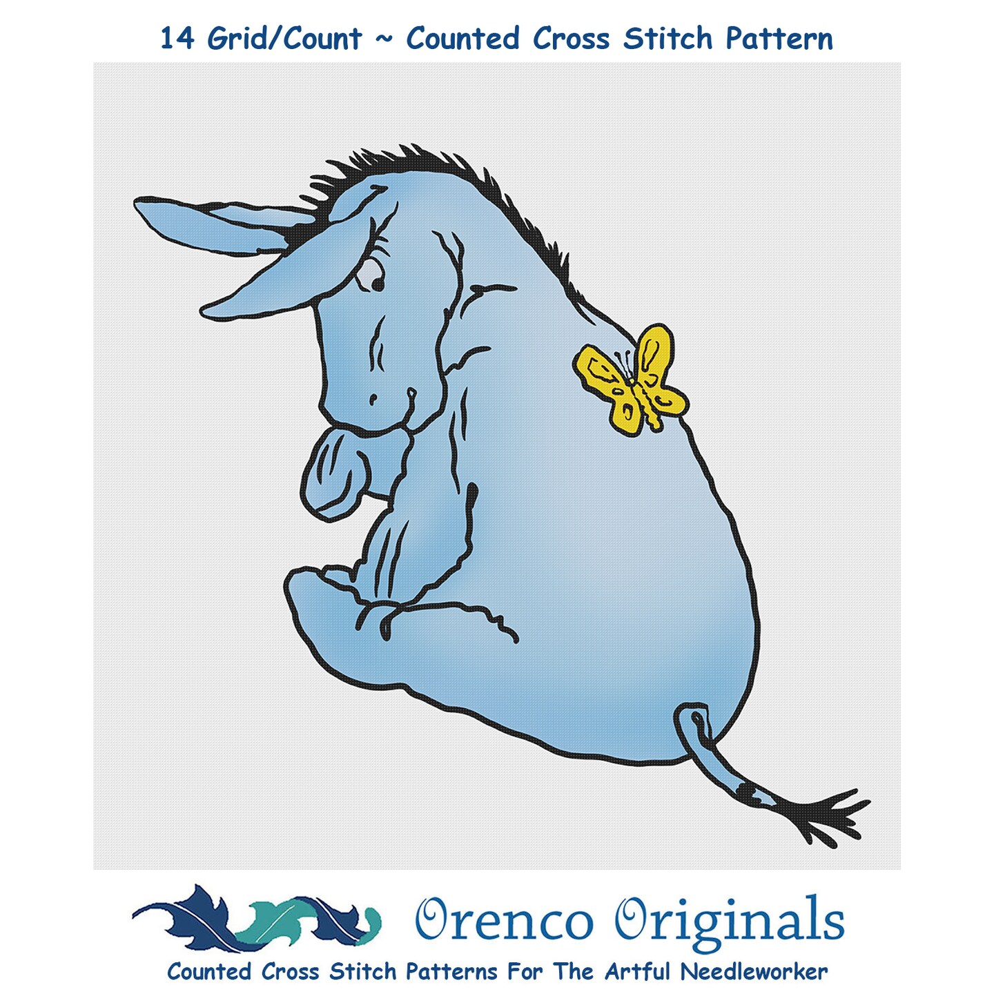 Winnie The Pooh’s Eeyore and the Butterfly Counted Cross Stitch Pattern