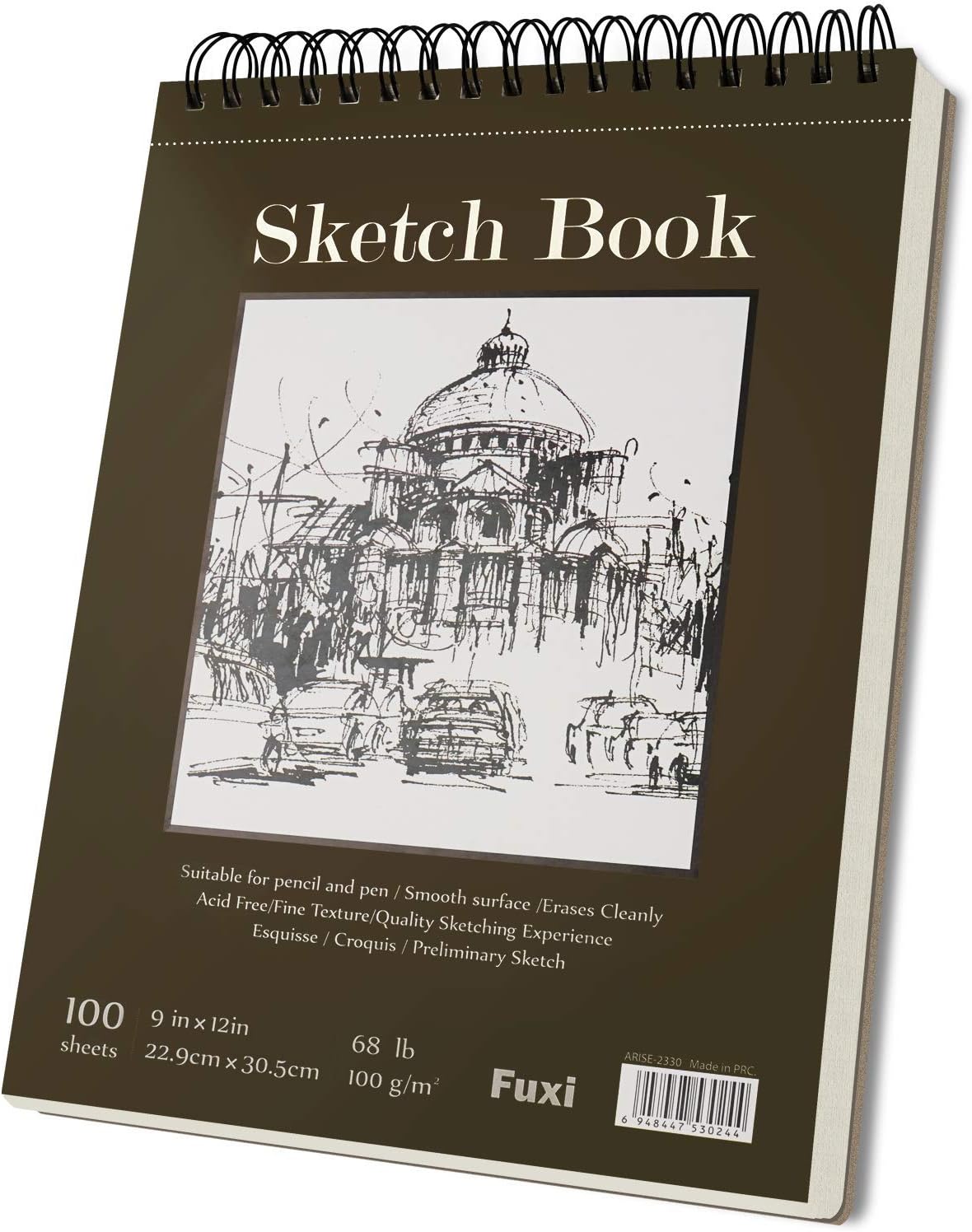 9 x 12 inch Sketch Book, Top Spiral Bound Sketch Pad, 1 Pack 100 Sheets (68lb/100gsm), Acid Free Art Sketchbook Artistic Drawing Painting Writing Paper for Children, Adults, Beginners, and Artists