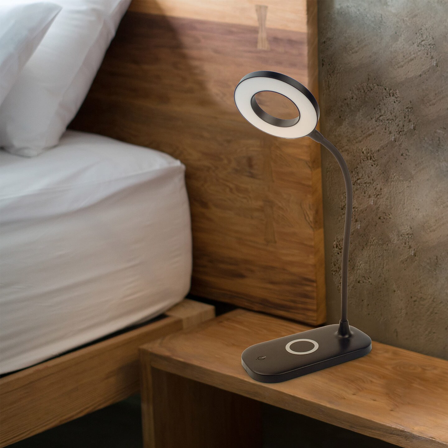 Lighting Zlata Painted Black Plastic Tap or Touch Switch Dimmable and Adjustable Color Temperature Office Desk Lamp with 21 LEDs and USB Port