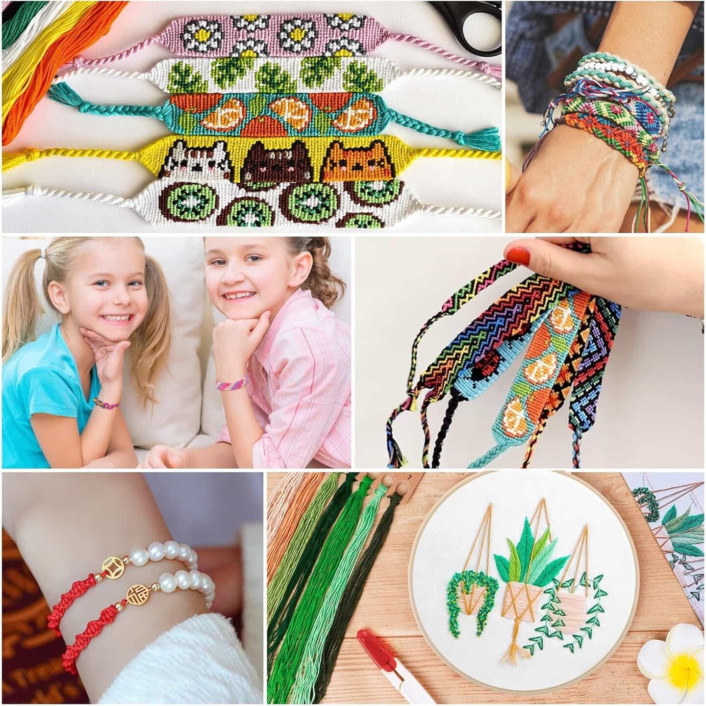 985Pcs String Bracelet Making Kit, Friendship Bracelet String Kit with 110 Skeins Embroidery Floss Cross Stitch Thread, 830 Beads for Friendship Bracelet Making, 45Pcs Embroidery Tools