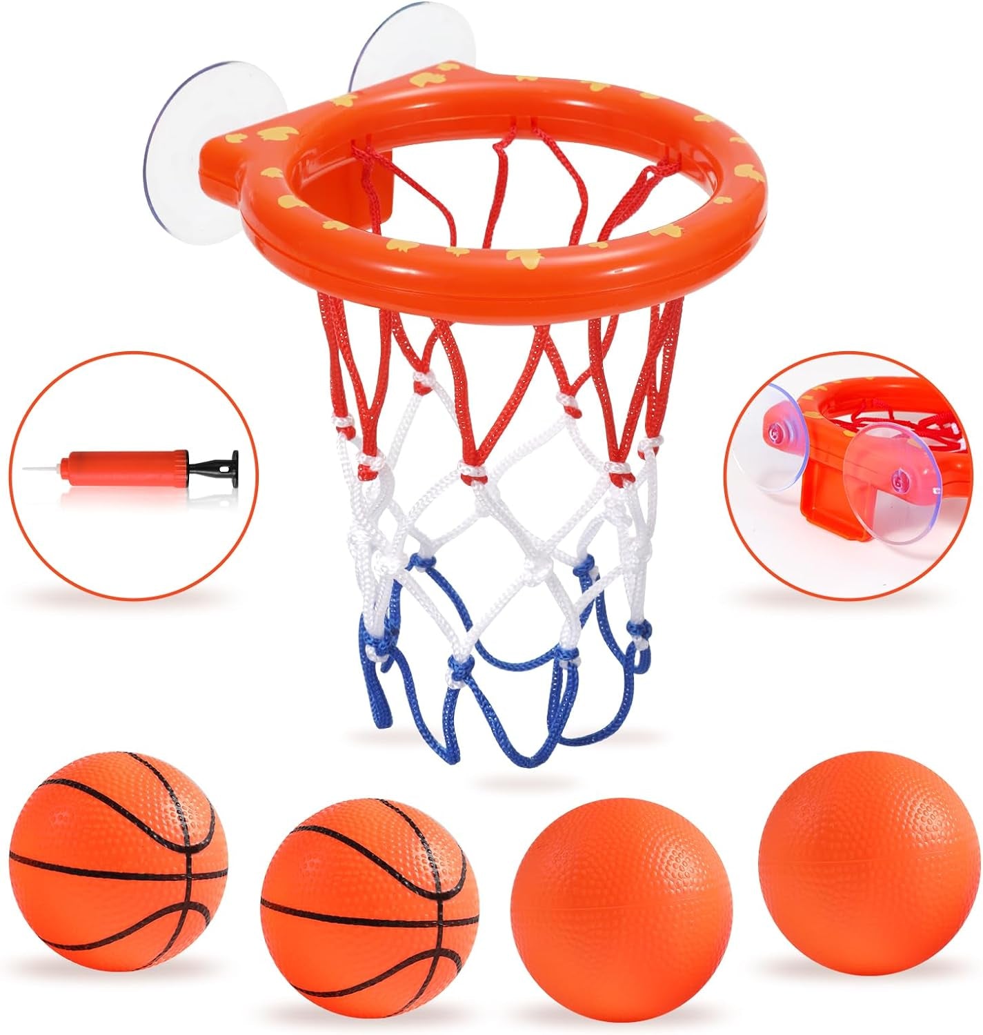 Bath Toys - Bathtub Basketball Hoop for Kids Toddlers,Bath Toys Shower Toys  for Kids Ages 4-8,Suction Cup Basketball Hoop & 4 Soft Balls Set for Boys  Girls,Mold Free No Mold Bath Toys