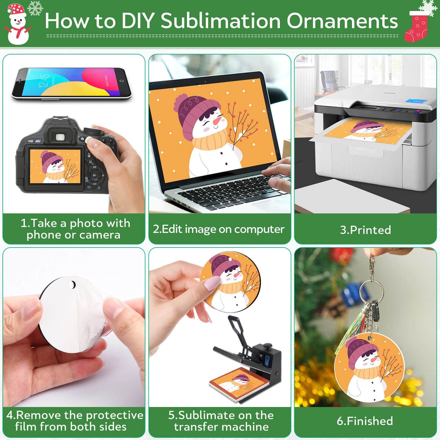 3 inc Round Sublimation Ornament Blanks, 30 Pieces - For Christmas Tree Decor and DIY Crafts (3 inches)