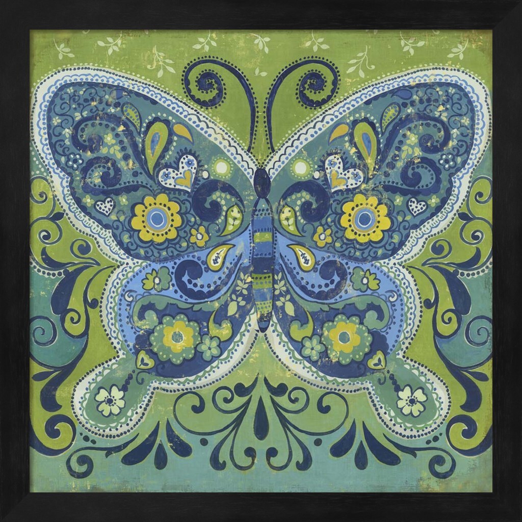 Butterfly Mosaic by Posters International Studio 13" x 13" Framed Wall Art