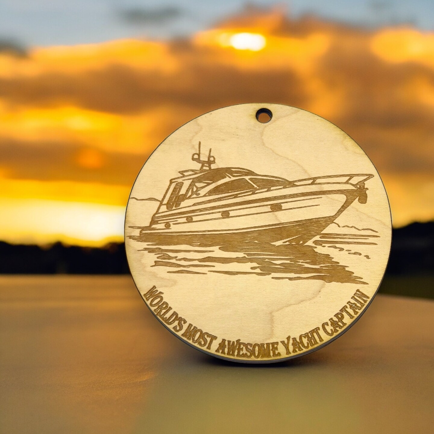 Ornament - World&#x27;s Most Awesome Yacht Captain Raw Wood