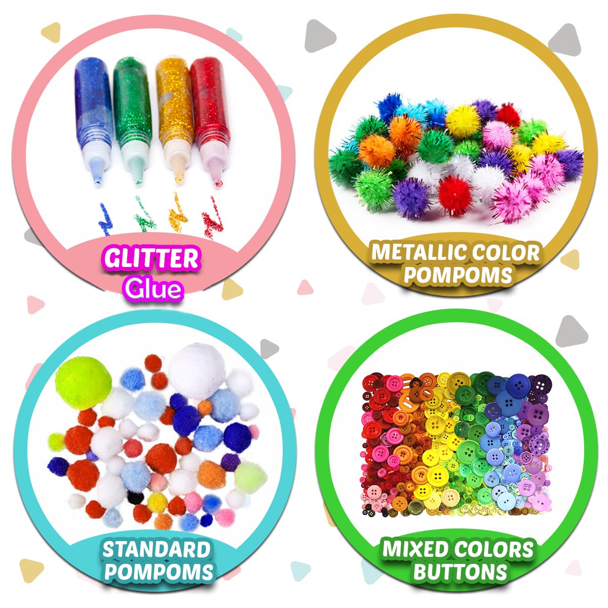 Arts and Crafts Supplies - Christmas Gifts for Kids, Girls, Crafts for Girls 4, 5, 6, 7, 8, 9 Years Old with Glitter Glue Stick, Pipe Cleaners Craft &#x26; Craft Tools, School Learning Activities