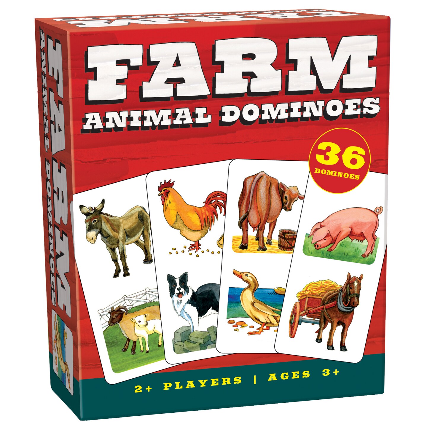 Farm Animal Dominoes - Outset Media, Classic Matching Card Game, No Reading Required, Childen &#x26; Preschoolers, Ages 3+